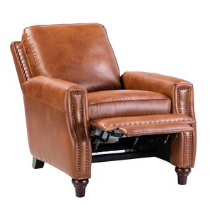 Lark Manor Andrena Genuine Leather Recliner With Nailhead Trim ...